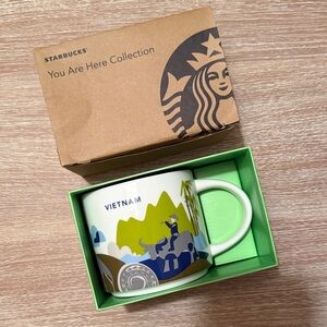 Starbucks Mug with Green and White Design